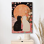 Tableaux Chat noir et chat blanc se regardant l'un l'autre