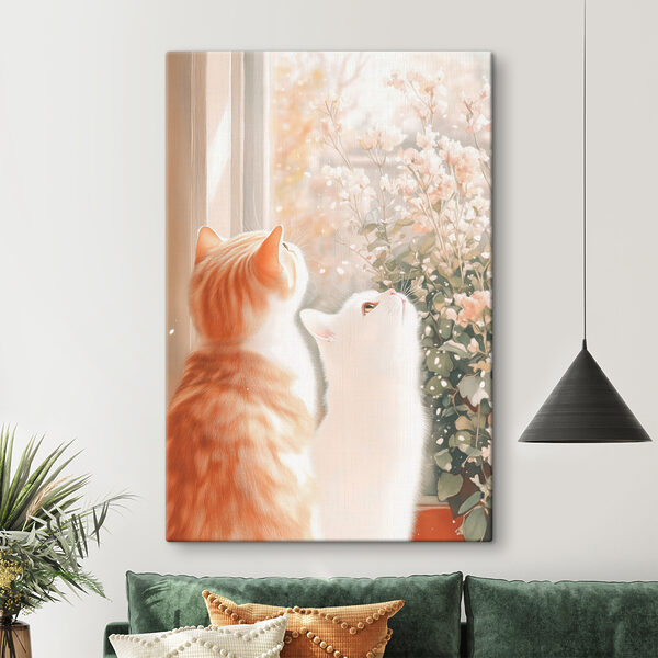Deux chats regardant par la fenêtre Tableaux Deux chats regardant par la fenêtre