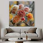 Tableaux Roses d'automne en broderie délicate.