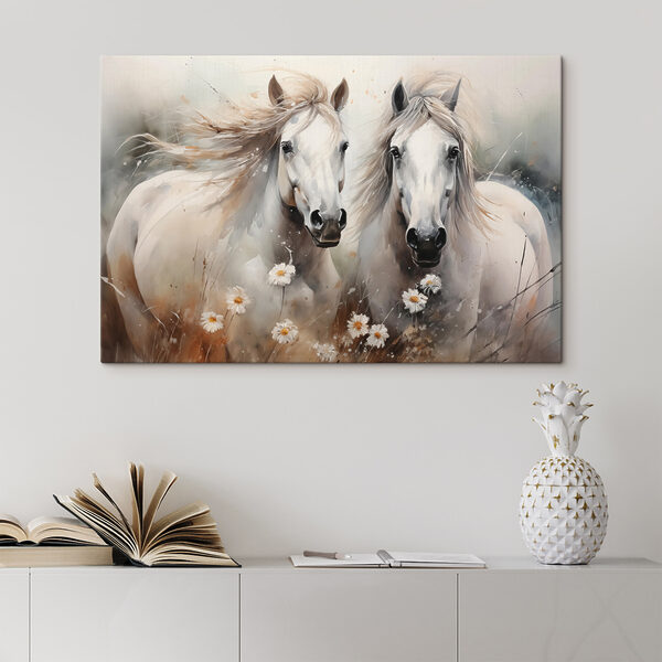 Peinture de chevaux avec des fleurs Tableaux Peinture de chevaux avec des fleurs