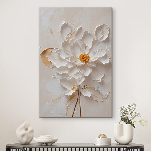 Fleur blanche avec centre jaune Tableaux Fleur blanche avec centre jaune