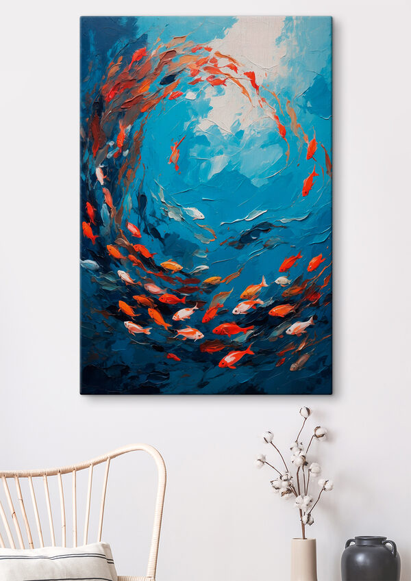Tableaux Tableaux Peinture de poissons nageant dans l'eau (UGS : s40633)