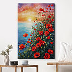 Tableaux Peinture de fleurs rouges et d'eau
