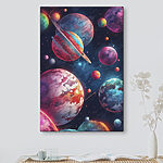 Tableaux Planètes colorées dans l'espace