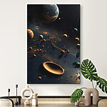 Tableaux Les planètes dans l'espace avec les planètes et les étoiles