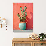 Tableaux Cactus en pot contre un mur