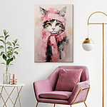 Tableaux Peinture d'un chat portant une écharpe