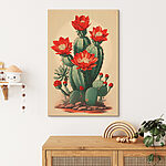 Tableaux Cactus à fleurs rouges