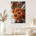 Tableaux Femme tenant des tournesols