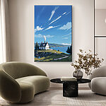 Tableaux Maison sur une colline au bord de l'eau