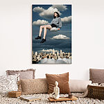 Tableaux Femme assise sur un nuage dans le ciel