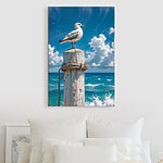 Tableaux Mouette debout sur un poteau en bois