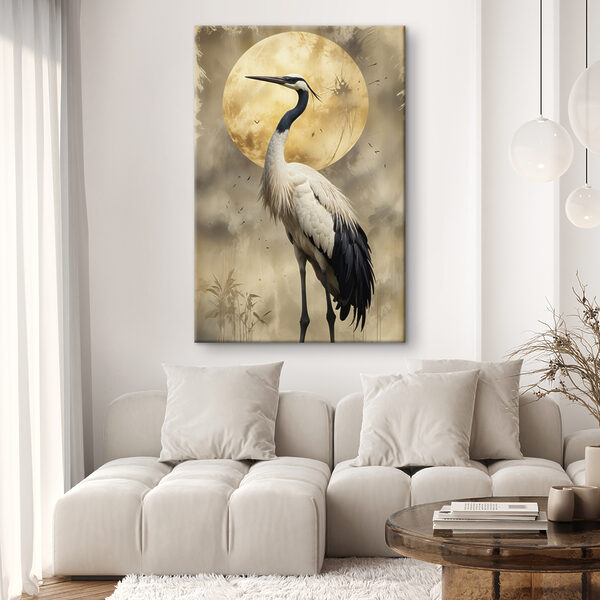 Oiseau debout devant la pleine lune Tableaux Oiseau debout devant la pleine lune