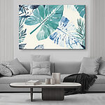 Tableaux Feuilles tropicales dans des teintes aquatiques