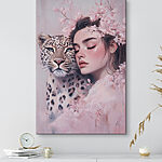 Tableaux Femme avec un guépard