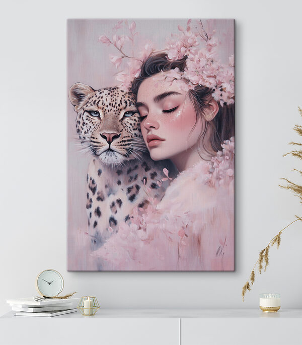 Femme avec un guépard Tableaux Femme avec un guépard