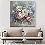Tableaux Peinture de fleurs sur fond bleu