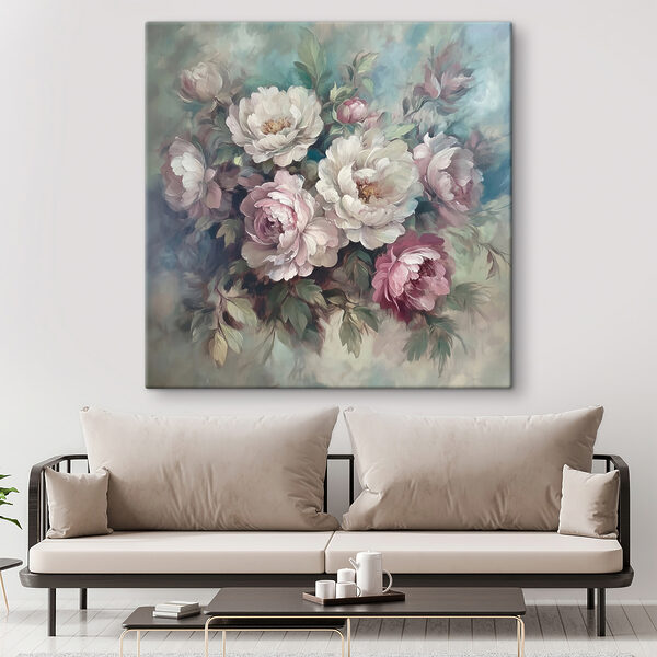 Peinture de fleurs sur fond bleu Tableaux Peinture de fleurs sur fond bleu