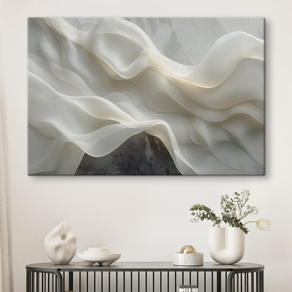 Tissu blanc à plis ondulés Tableaux Tissu blanc à plis ondulés