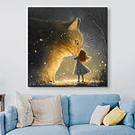 Tableaux Fille embrassant un chat
