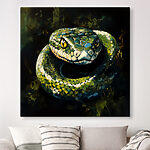 Tableaux Serpent vert aux yeux jaunes
