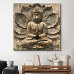 Tableaux Statue en pierre d'une personne assise en lotus
