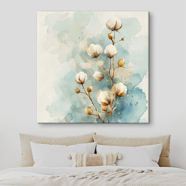 Aquarelle de fleurs de coton Tableaux Aquarelle de fleurs de coton
