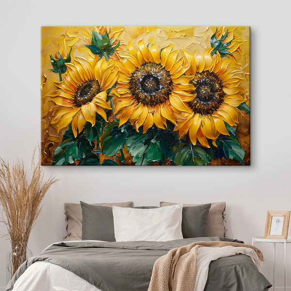Des tournesols éclatants dans une floraison artistique Tableaux Des tournesols éclatants dans une floraison artistique