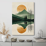 Tableaux Paysage de montagnes, d'arbres et d'un lac