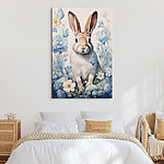 Tableaux Peinture d'un lapin entouré de fleurs