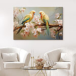 Tableaux Deux oiseaux sur une branche avec des fleurs