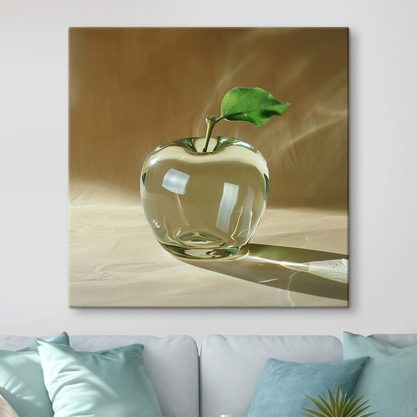 Pomme en verre avec une feuille dessus Tableaux Pomme en verre avec une feuille dessus