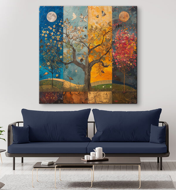 Peinture d'un arbre avec différentes couleurs d'arbres et d'oiseaux Tableaux Peinture d'un arbre avec différentes couleurs d'arbres et d'oiseaux