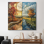 Tableaux Puzzle d'un paysage avec des arbres et une rivière