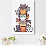 Tableaux Pile de chats avec leurs têtes empilées l'une sur l'autre