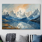 Tableaux Lac avec montagnes et nuages