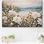 Tableaux Peinture de fleurs au bord d'un lac