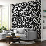 Papier peint Motif noir et blanc avec lettres
