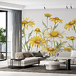 Papier peint Groupe de fleurs jaunes