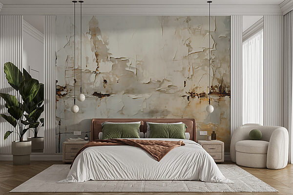 Mur blanc avec peinture écaillée Papier peint Mur blanc avec peinture écaillée