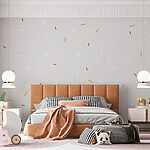 Papier peint Paillettes blanches et orange sur fond gris