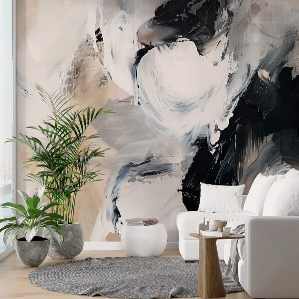 Papier peint Tourbillons abstraits dans une palette monochrome