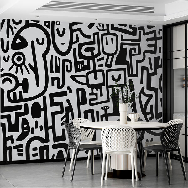 Motif noir et blanc Papier peint Motif noir et blanc