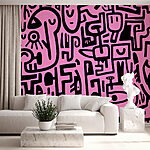 Papier peint Motif rose et noir