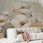 Papier peint Peinture de fleurs blanches