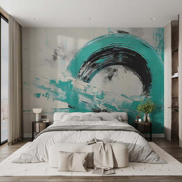 Peinture d'un cercle avec de la peinture noire et blanche Papier peint Peinture d'un cercle avec de la peinture noire et blanche
