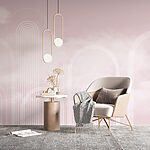 Papier peint Lignes blanches sur fond rose