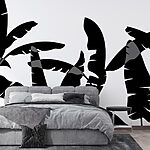 Papier peint Silhouette noire d'une feuille de bananier