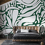 Papier peint Motif blanc et vert