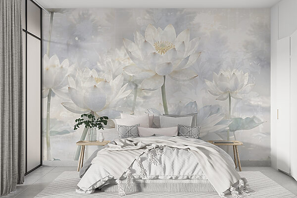 Groupe de fleurs blanches Papier peint Groupe de fleurs blanches